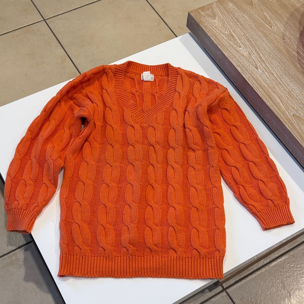 Moda International Vibrant Orange V-Neck Sweater